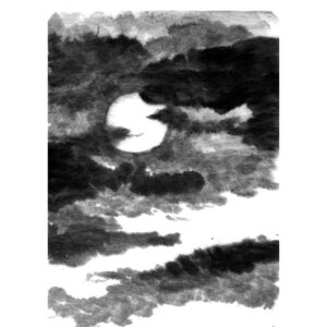 Moon and Clouds sumi-e
