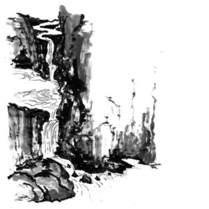 waterfall sumi-e