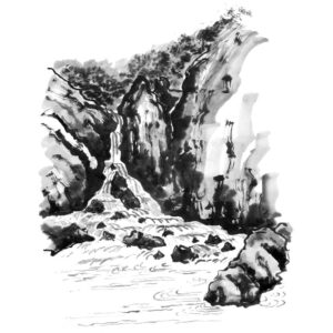 Waterfall No4 - Vízesés sumi-e